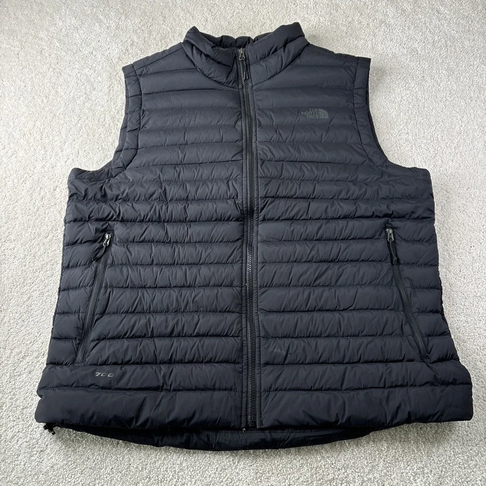 The North Face Stretch Down Vest Men Size XL Black 700 Fill Puffer Full Zip